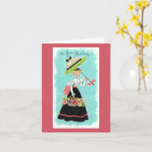 Carte d'anniversaire vintage Lady (Fleur jaune)