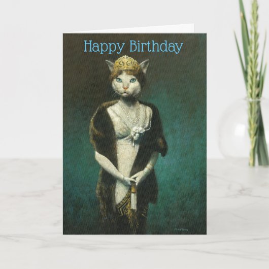 Carte d'Anniversaire Vintage Lady Cat (Devant)