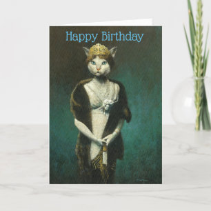 Carte d'Anniversaire Vintage Lady Cat