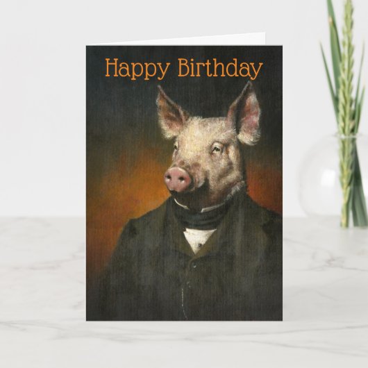 Carte d'anniversaire Vintage M. Pig (Devant)