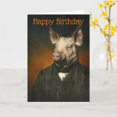Carte d'anniversaire Vintage M. Pig (Fleur jaune)