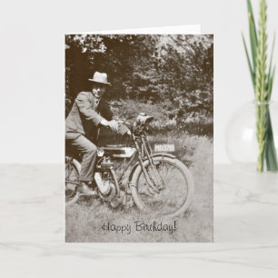Carte d'anniversaire vintage moto
