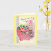 Carte d'anniversaire vintage Parasol (Fleur jaune)