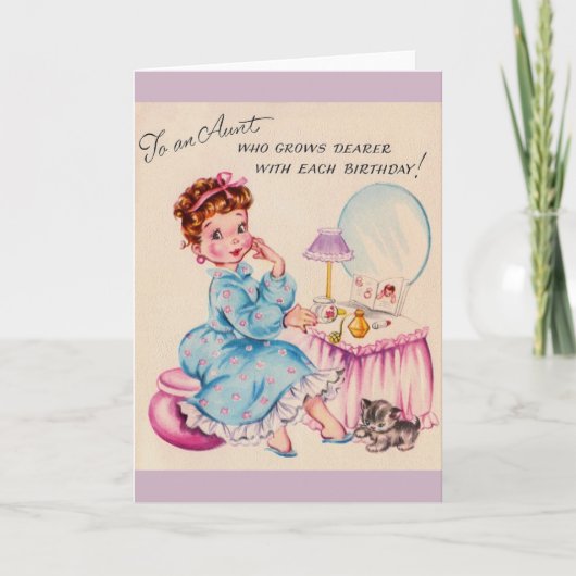 Carte d'anniversaire vintage pour Chère Tante (Devant)