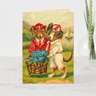 Carte d'anniversaire vintage pour chiot