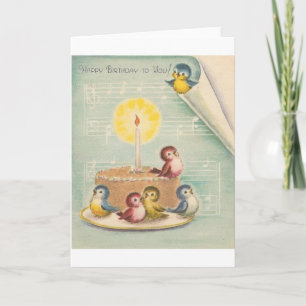 Carte d'anniversaire vintage pour les oiseaux chan