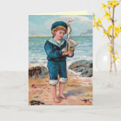 Carte d'anniversaire vintage pour un garçon (Fleur jaune)