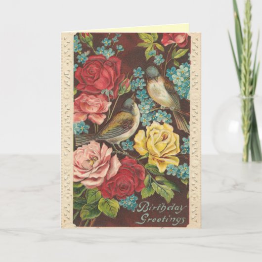 Carte d'anniversaire vintage pour une fille (Devant)