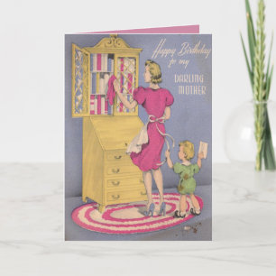 Carte d'anniversaire vintage pour votre maman