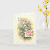 Carte d'anniversaire vintage Roses roses (Fleur jaune)