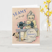 Carte D'Anniversaire vintage Seamstress Et Chiot (Fleur jaune)