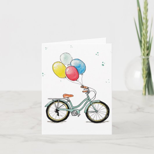 Carte d'anniversaire Vintage Vélo Aquarelle (Devant)