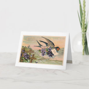 Carte d'anniversaire vintage Violets