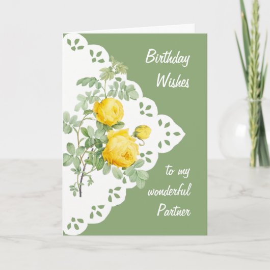 Carte d'anniversaire vintage Yellow Rose (Devant)