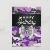 Carte d'anniversaire Violet Camo & Bow (Devant / Derrière)