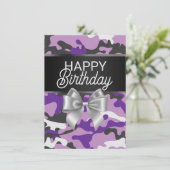 Carte d'anniversaire Violet Camo & Bow (Debout devant)