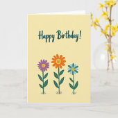 Carte d'anniversaire violet chaud (Fleur jaune)