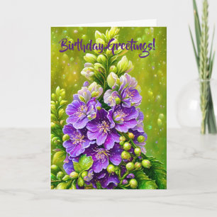 Carte d'anniversaire violet Delphinium Flower Art