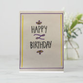 Carte d'anniversaire violet et jaune (Debout devant)