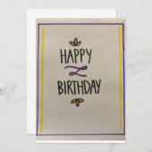 Carte d'anniversaire violet et jaune (Devant / Derrière)