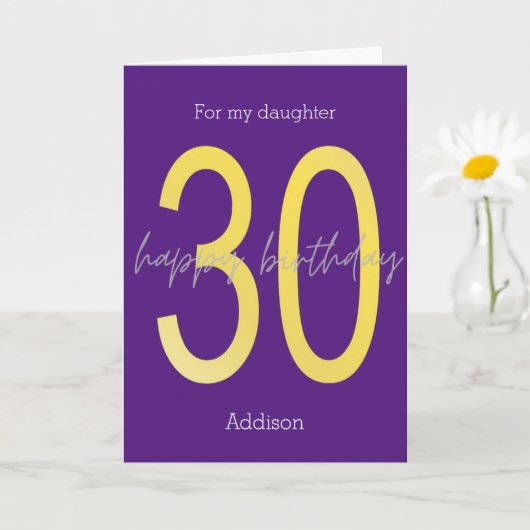 Carte d'anniversaire violet et or 30e (Petite plante)