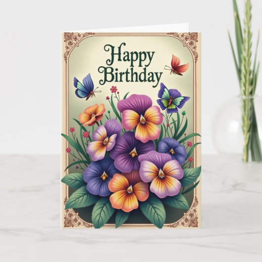 Carte d'anniversaire Violet Pensée (Devant)