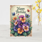 Carte d'anniversaire Violet Pensée (Fleur jaune)