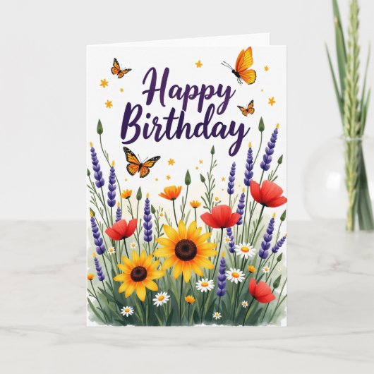 Carte d'anniversaire Violet Script (Devant)