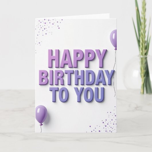 Carte d'anniversaire violette sculptée (Devant)