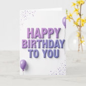 Carte d'anniversaire violette sculptée (Fleur jaune)