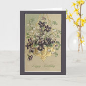 Carte d'anniversaire violette vintage (Fleur jaune)