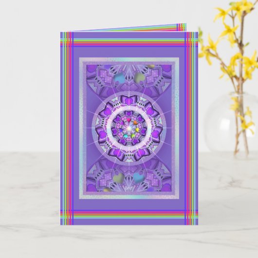 Carte d'anniversaire violette W2 (Fleur jaune)