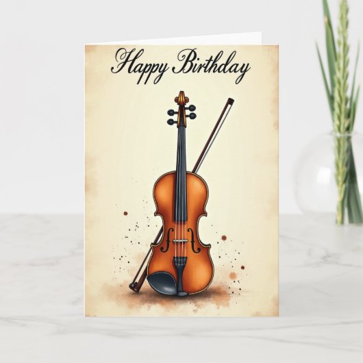 Carte d'anniversaire violon mélodique (Devant)