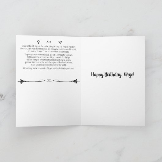 Carte d'anniversaire Virgo (Intérieur)