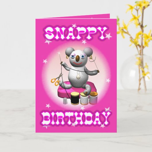 Carte d'anniversaire vive de koala de bande (Fleur jaune)