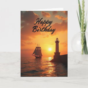 Carte d'anniversaire Voile au coucher du soleil