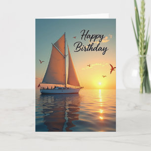 Carte d'anniversaire Voile au coucher du soleil