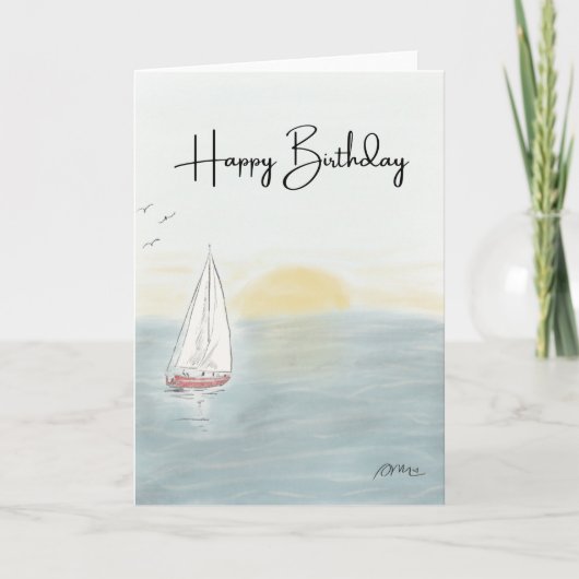 Carte d'anniversaire voilier (Devant)