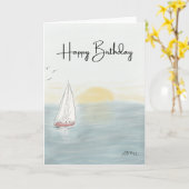 Carte d'anniversaire voilier (Fleur jaune)