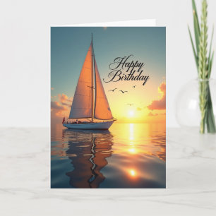 Carte d'anniversaire Voilier Doré
