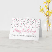 Carte d'anniversaire Voisine Confetti en argent ro (Fleur jaune)