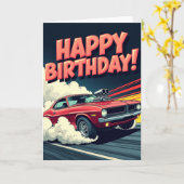 Carte d'anniversaire voiture dynamique (Fleur jaune)