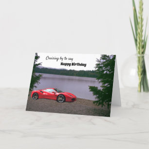 Carte d'anniversaire Voiture Rouge sur la Plage