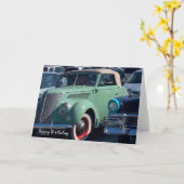 Carte d'anniversaire Voitures Classiques Vintage (Fleur jaune)