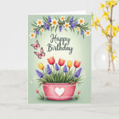 Carte d'anniversaire Vol de Papillon (Fleur jaune)