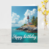 Carte d'anniversaire Vue sur le phare (Fleur jaune)