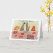 Carte d'anniversaire Watercolor Alley Cats (Fleur jaune)