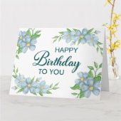 Carte d'anniversaire Watercolor Blue Flower (Fleur jaune)