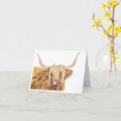 Carte d'anniversaire Watercolor Highland Cow (Fleur jaune)