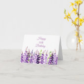 Carte d'anniversaire Watercolor Lavender Border (Fleur jaune)
